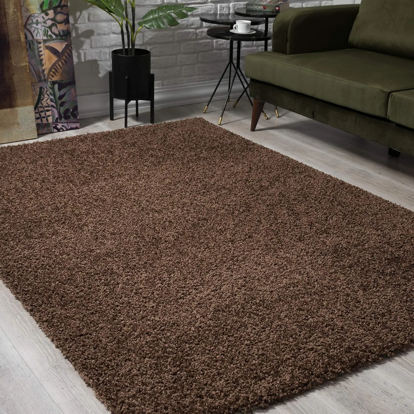 Brauner Impression Shaggy-Teppich im Wohnzimmer